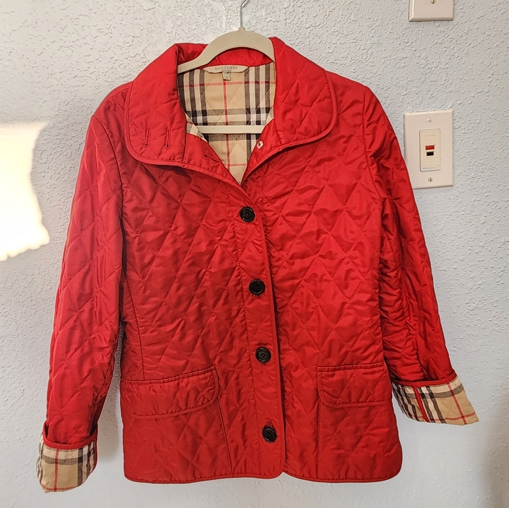 SOLD-AUTHENTIC London Red Quilted Jacket size S